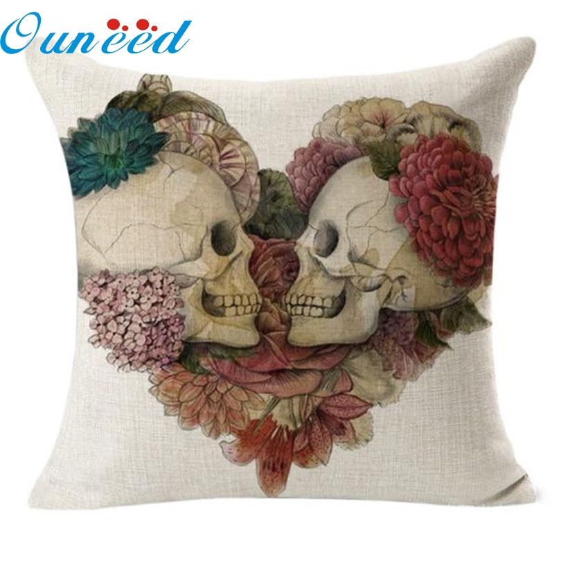 Wholesale Zero Linen Decorative Cushion Vintage Skull Throw