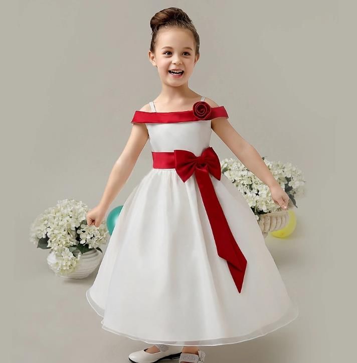 Fiesta de cumpleaños de la niña vestido de lujo fuera del hombro blanco vestido de fiesta Fiesta de cumpleaños de la niña vestido de lujo fuera del hombro blanco vestido de fiesta