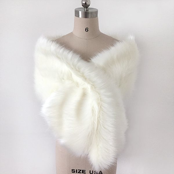 cream faux fur shawl