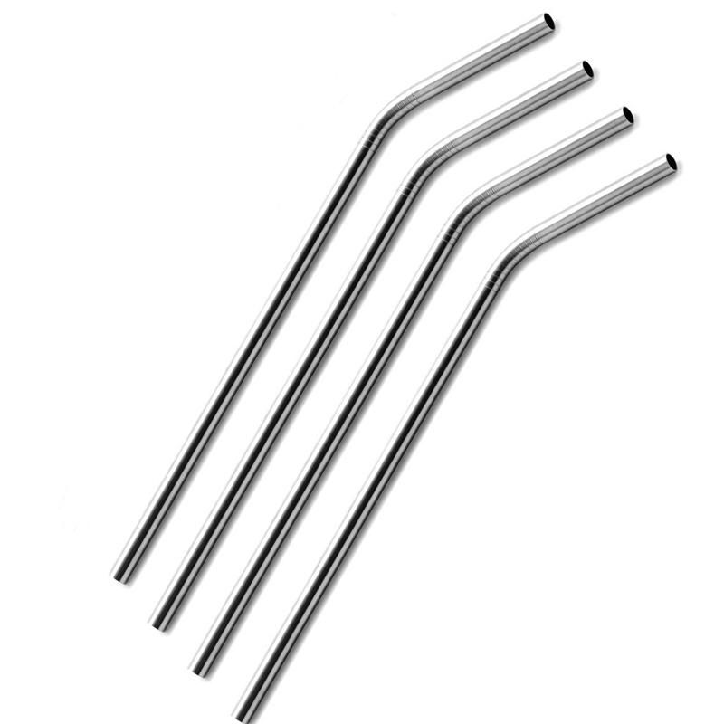 Wholesale Stainless Steel Straws Durable Reusable Metal 10.5inch Extra Long Bend Drinking Straws
