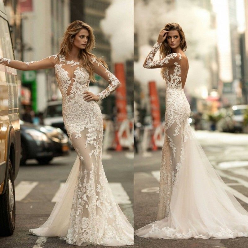 illusion mermaid wedding dress