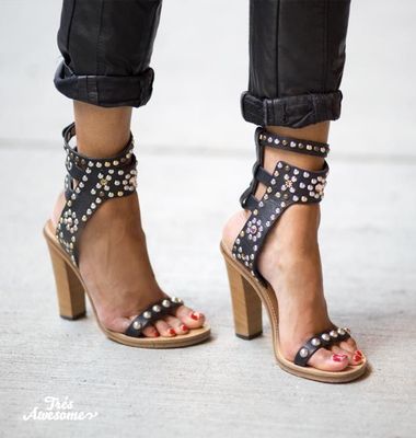 studded strap gladiator heels