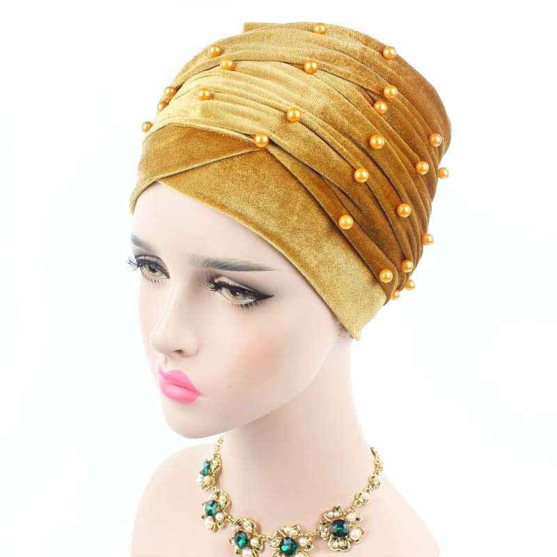 Women Velvet Turban Long Head Wraps Full Diamond Head Scarf Hair Accessories Purple Size fits All