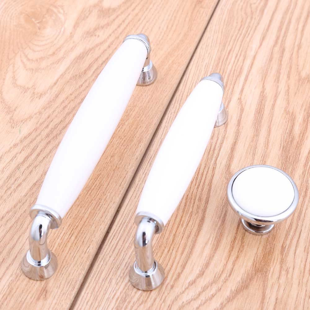 Ручка для мебели круглая белая - фото