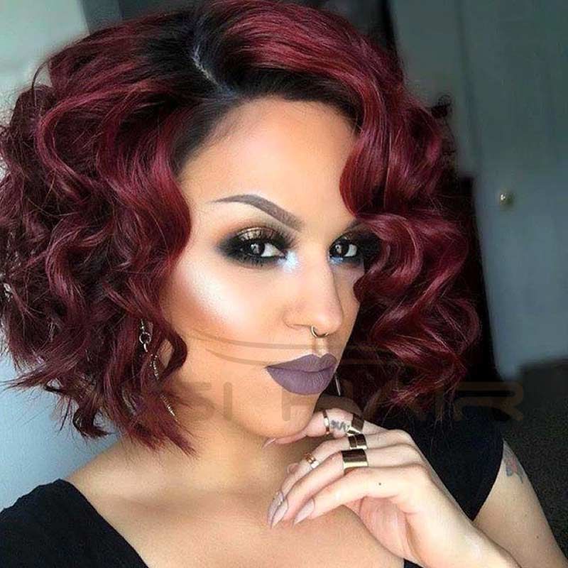 Synthetic Wigs For Black Women Red Wig African American Short Wigs