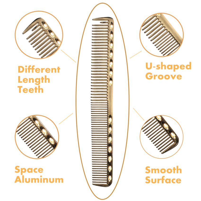 High Level Space Aluminum Metal Hairdressing Comb,Professional Barbers Hair Cutting Comb,Use For