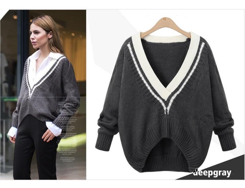 loose v neck sweater women's