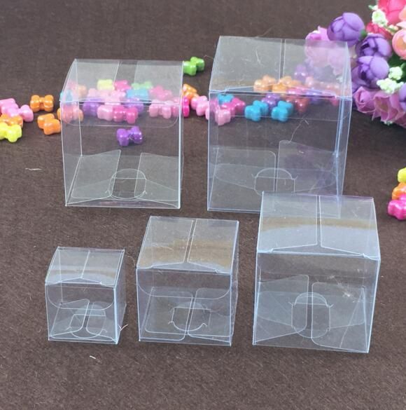 Envío 50 de plástico cuadrado cajas de PVC caja de regalo impermeable transparente
