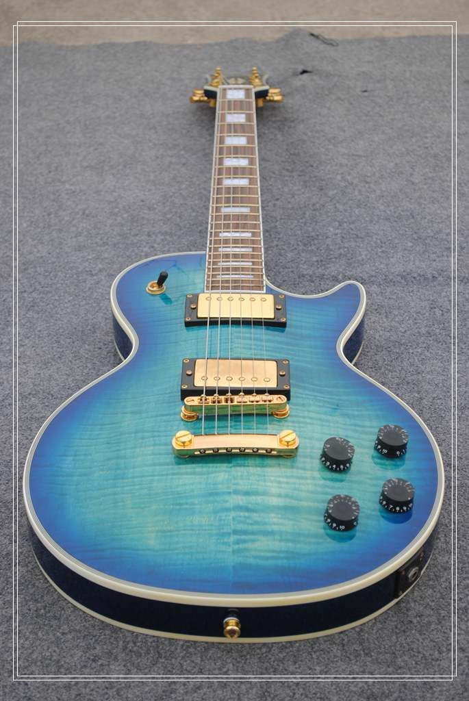 Factory OEM Guitar Shop,Blue Burst Tiger Stripes Guitars