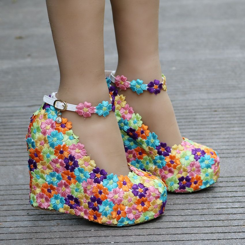 colorful wedge heels