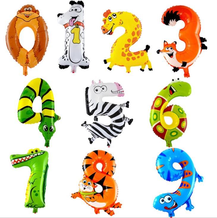 Compre Dibujos Animados Animal Foil Globos Numeros De Helio