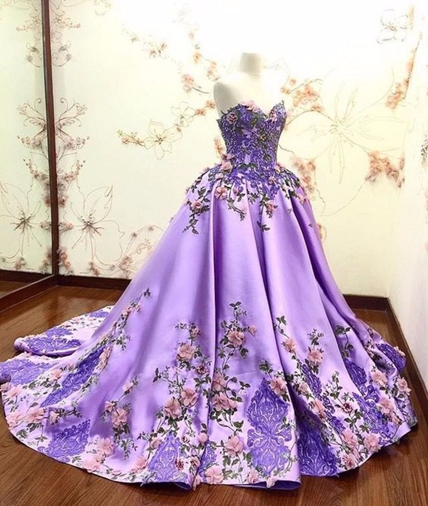 violet evening gown