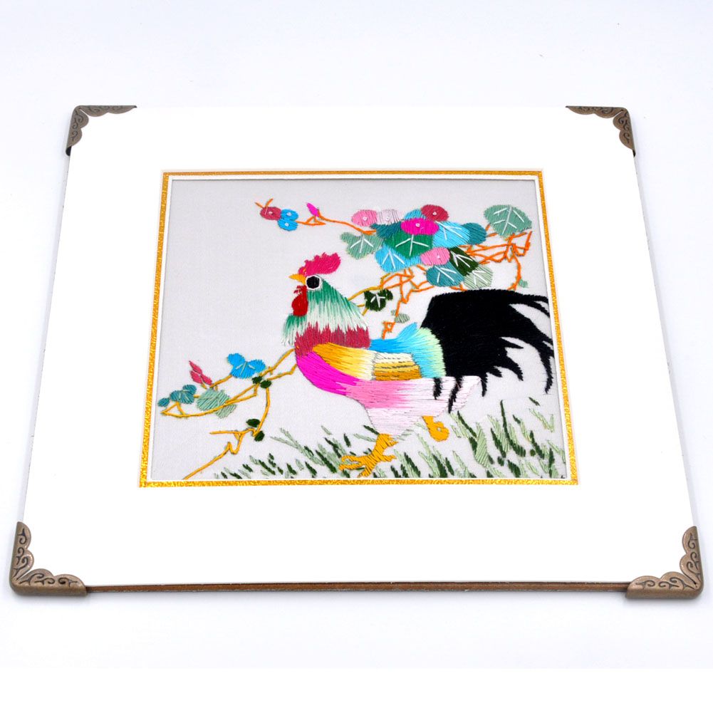 2019 100 hand made chinese animals themes embroidery with antique gold wrap angle or frame for home wall decoration special holiday gift from angle themes