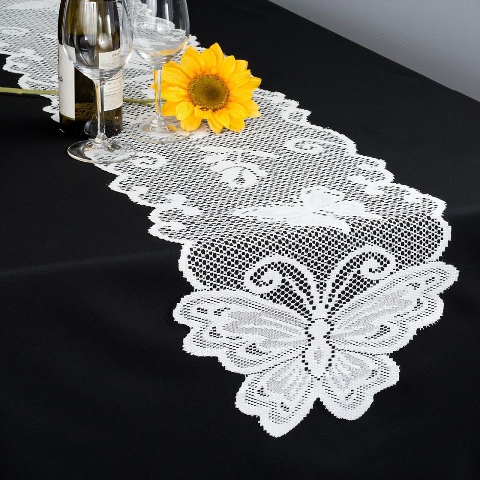 Polyester Jacquard Lace Table Runner Knitted Lace Table Runners