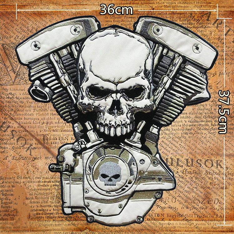 Engine Skeleton Motorcycle Biker Patch For Clothing Embroidered Iron On Patches