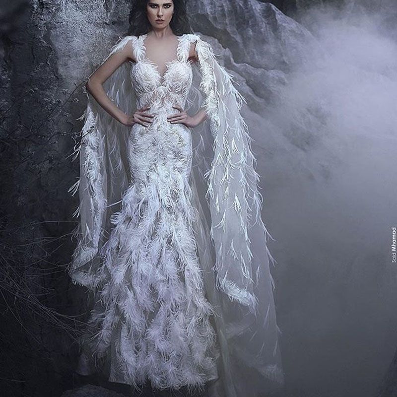 long feather dress