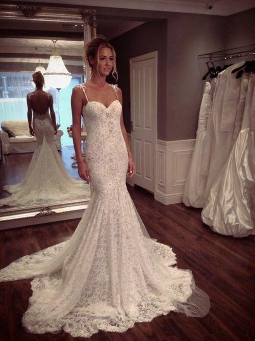 mermaid wedding dress low back