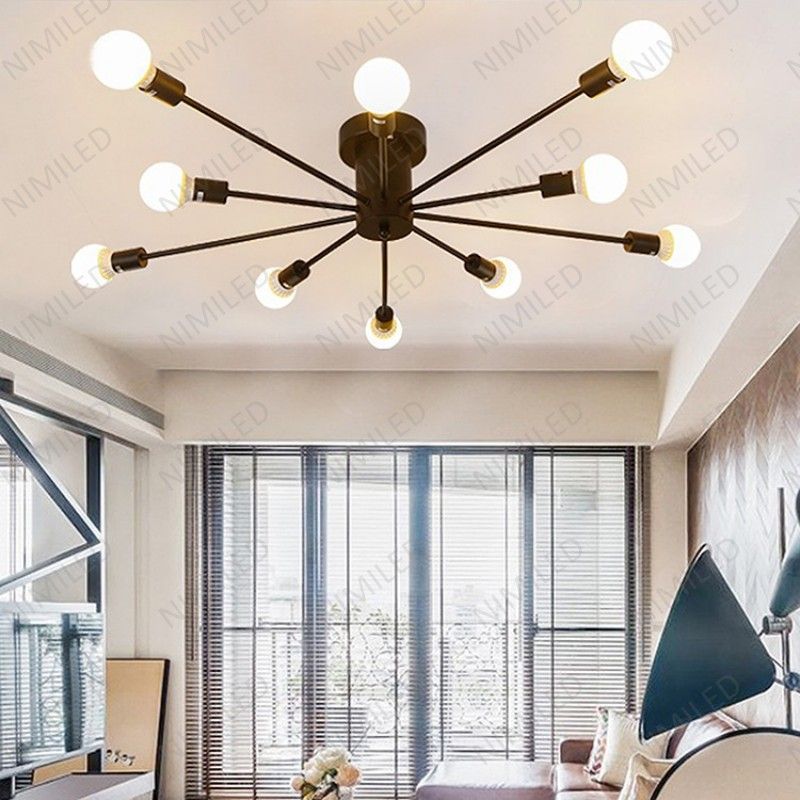 2019 Nimi1142 10 Bulbs American Simple Modern Nordic Retro Iron Lighting Bar Restaurant Reading Room Bedroom Living Room Lights Ceiling Lamps From