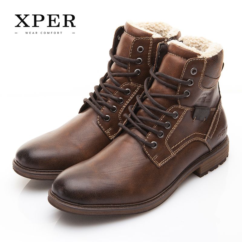 Zapatos de los hombres XPER Marca Otoño Invierno Hombres Botas de corte alto con cordones de los hombres calientes Zapatos casuales de moda #