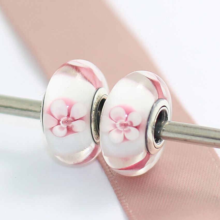 5 pcs crystal glass European charm beads clear white