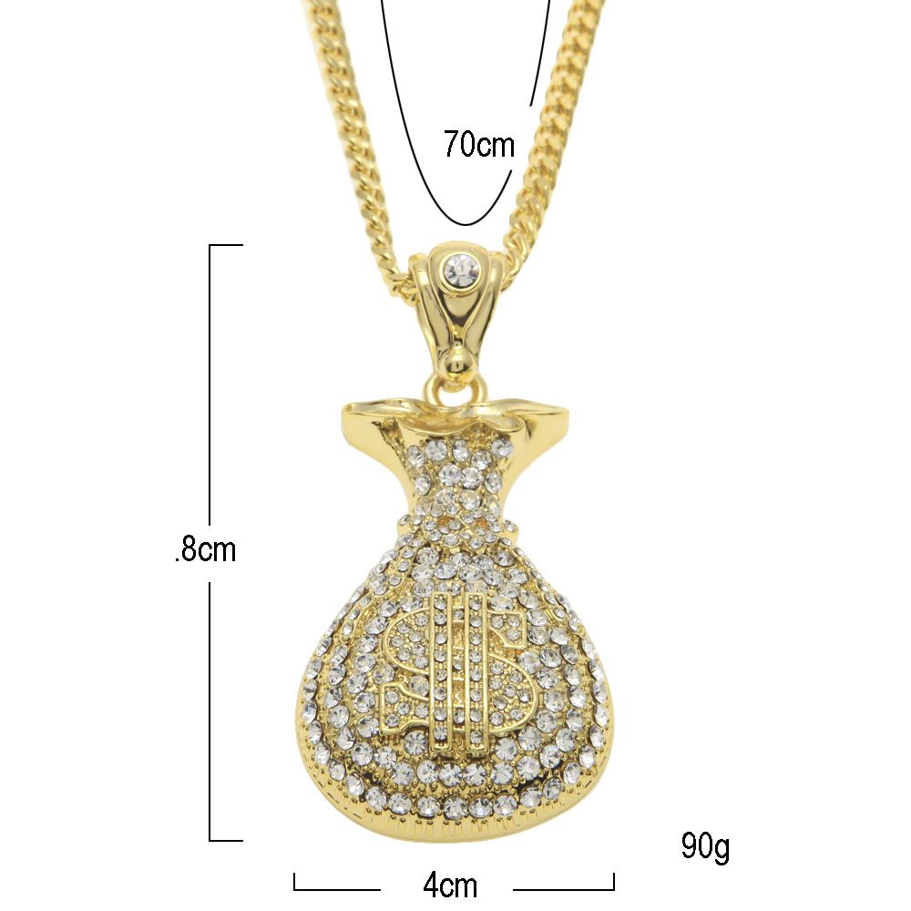 The Money Motive Letter Dollar Hip Hop Pendant 5A Cubic Zirconia