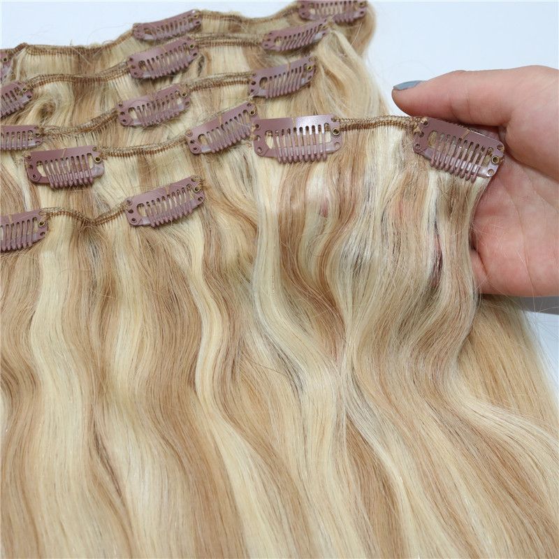 Human Hair Extensions Ombre Color Two Tone 18 Ash Blonde Piano