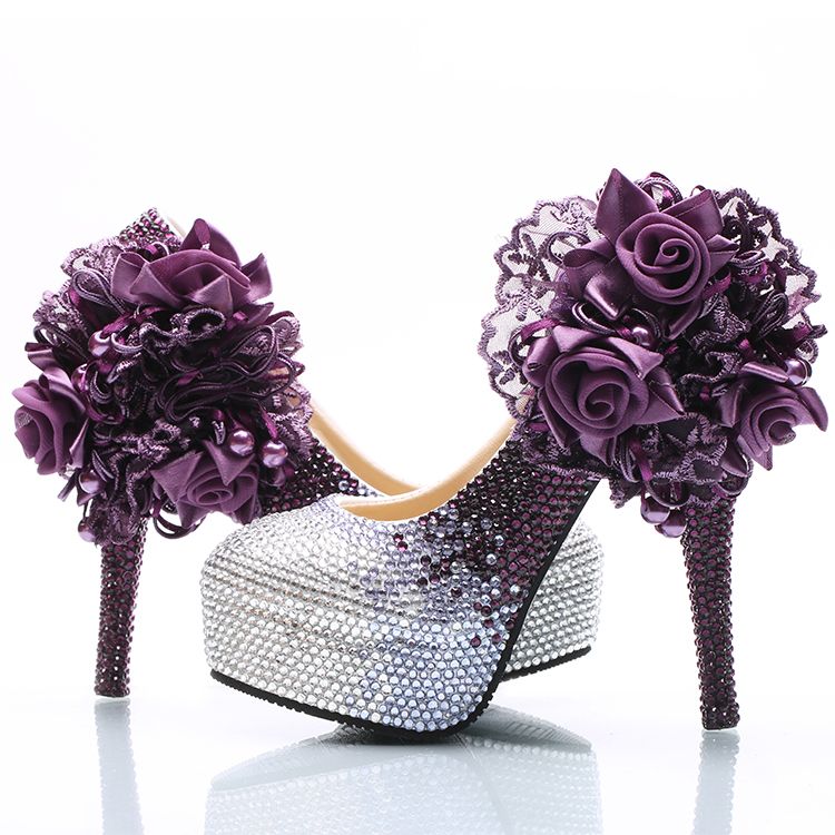 plum wedding shoes for bride