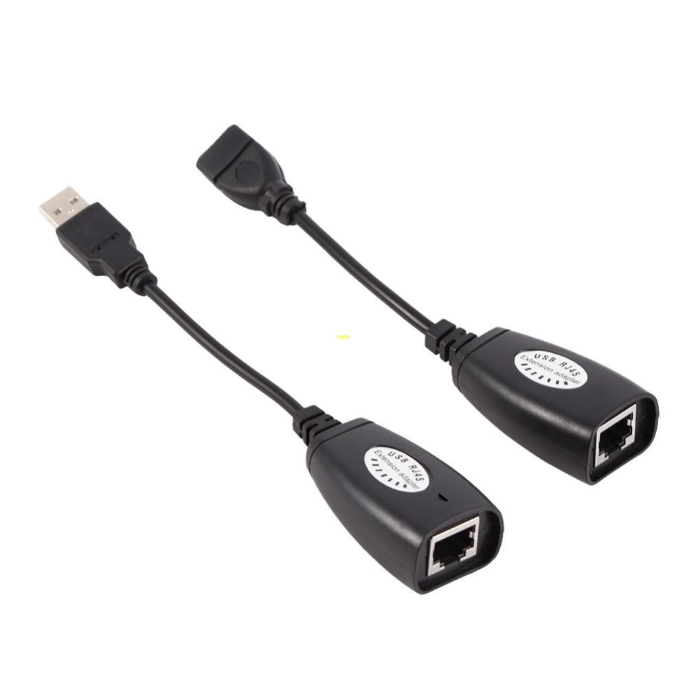 2pcs USB2.0 to RJ45 Ethernet Extender Network Adapter Cable Male & Female