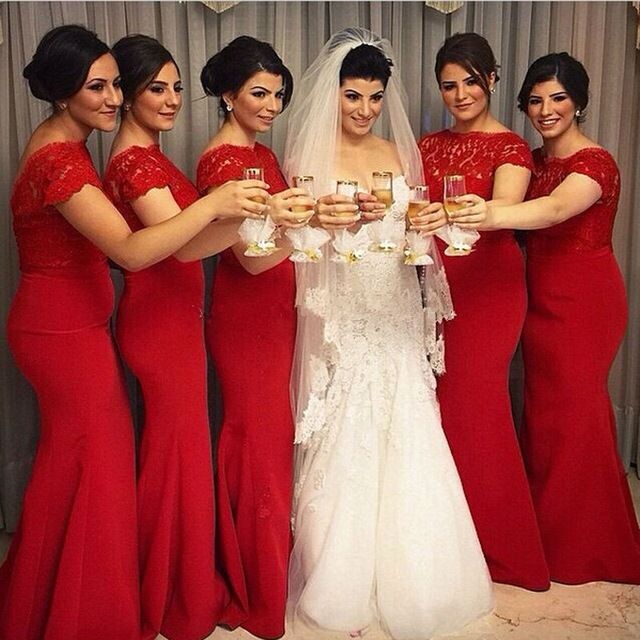 light red bridesmaid dresses