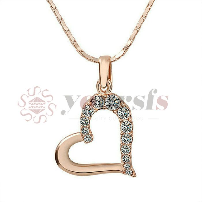 Gold-Filled Crystal Heart Charm Pendant Necklace