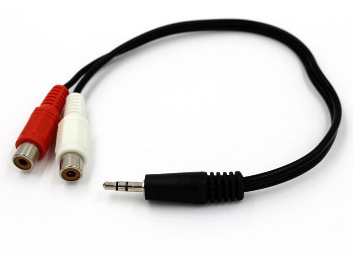 15cm 6inch 3.5mm Stereo Male to 2 RCA Female extension Cable Audio Speaker