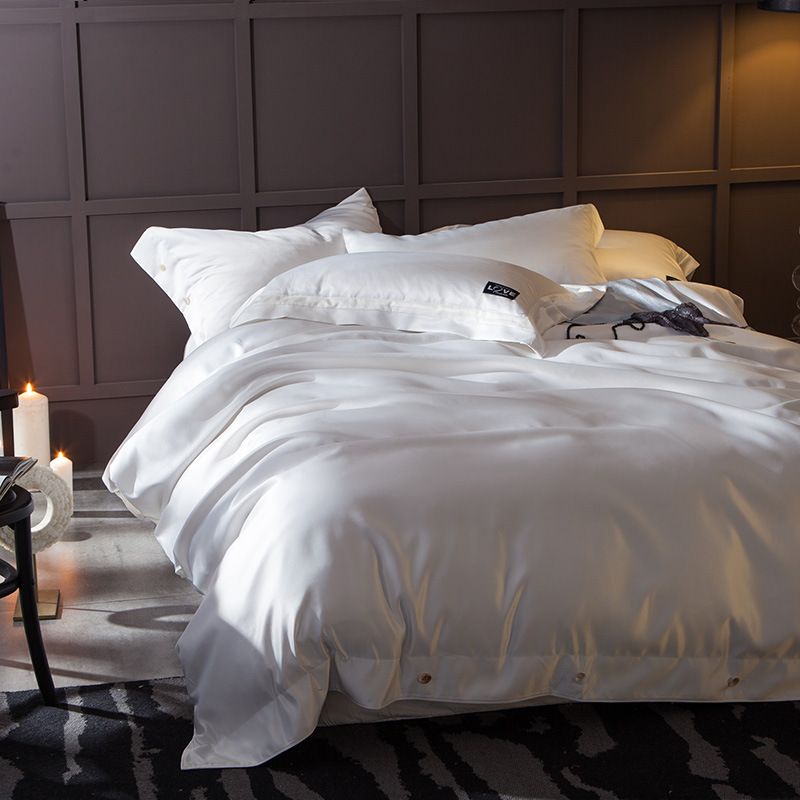 Spring Summer 100 Cotton Solid Bedding Sets Washed Silk Bedding