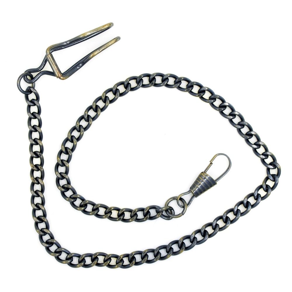 A 34CM NEW CLASSIC Black PLATED POCKET WATCH CHAIN BELT Accessories