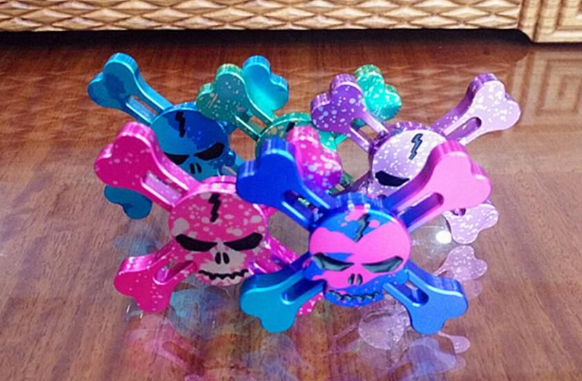 Hot Starry Sky Skull Head Rainbow Tri Fid Hand Spinner Gyro