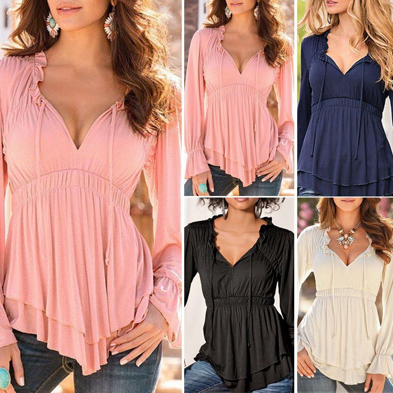 v neck plus size tops