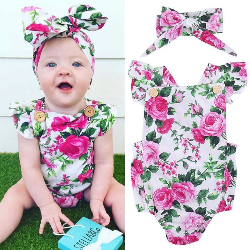 Newborn Baby Girls 3D Flower Ruffle Romper Jumpsuit Bodysuit Headband Clothes UK Newborn Baby Girls 3D Flower Ruffle Romper Jumpsuit Bodysuit Headband Clothes UK