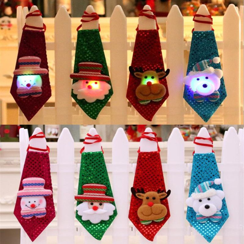 Danolt 5 PCS LED Cravatta dardore Light Up Toy Unisex Glitter Cravatta per Bambini Festa Masquerade Stage di Ballo Natale 