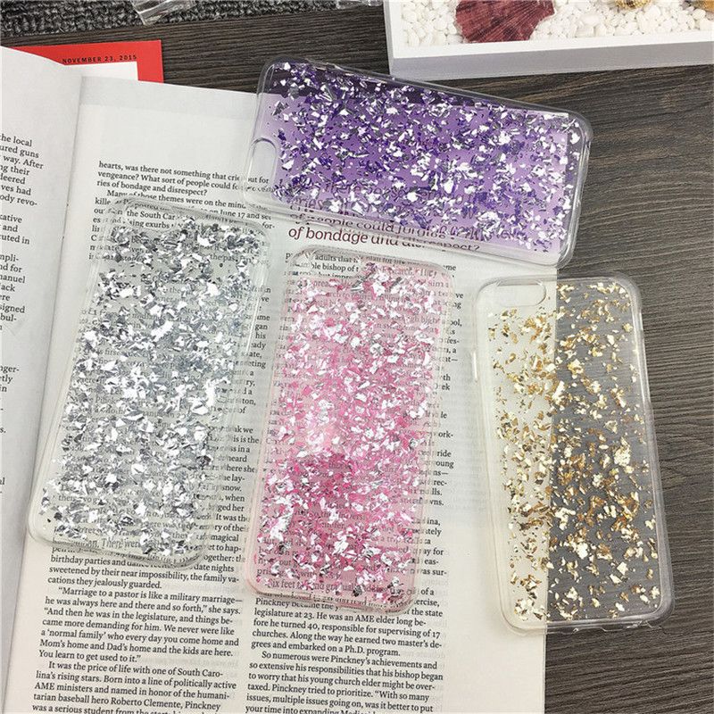 Gold Foil Glitter Phone Case Soft Tpu Shockproof Luxury Bling