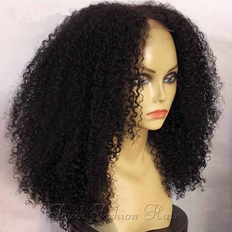 Fashion Afro Kinky Curly Human Hair Short Lace Front Wig Virgin