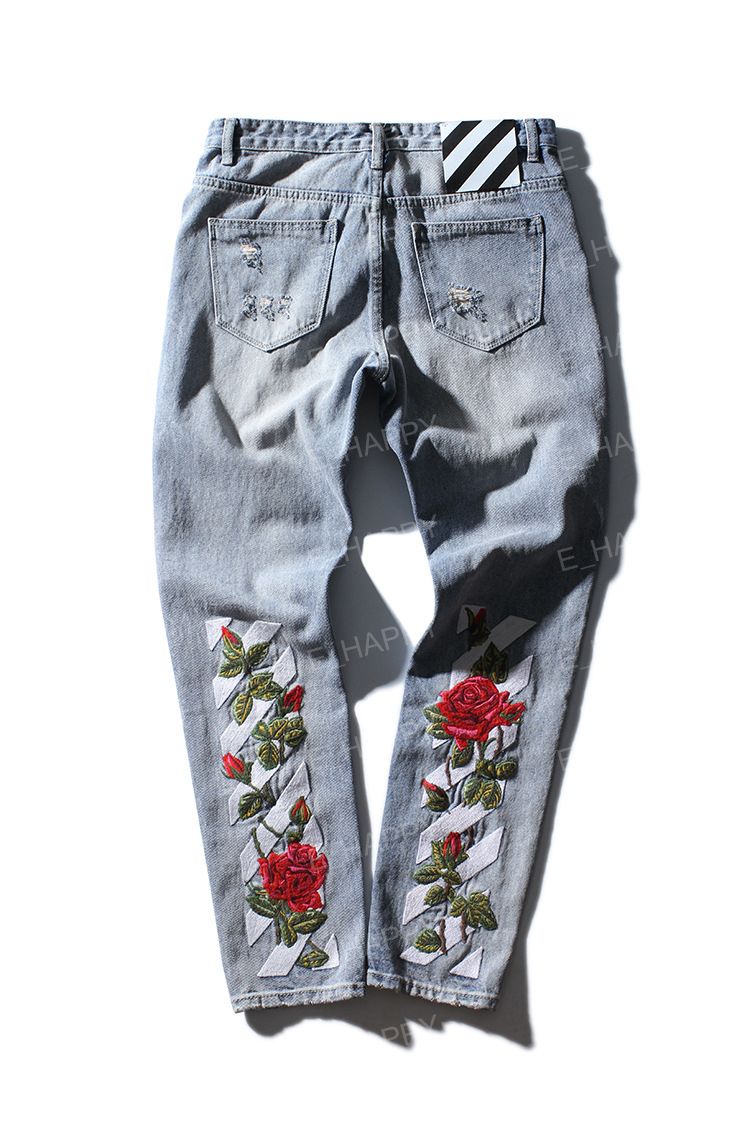 off white rose denim