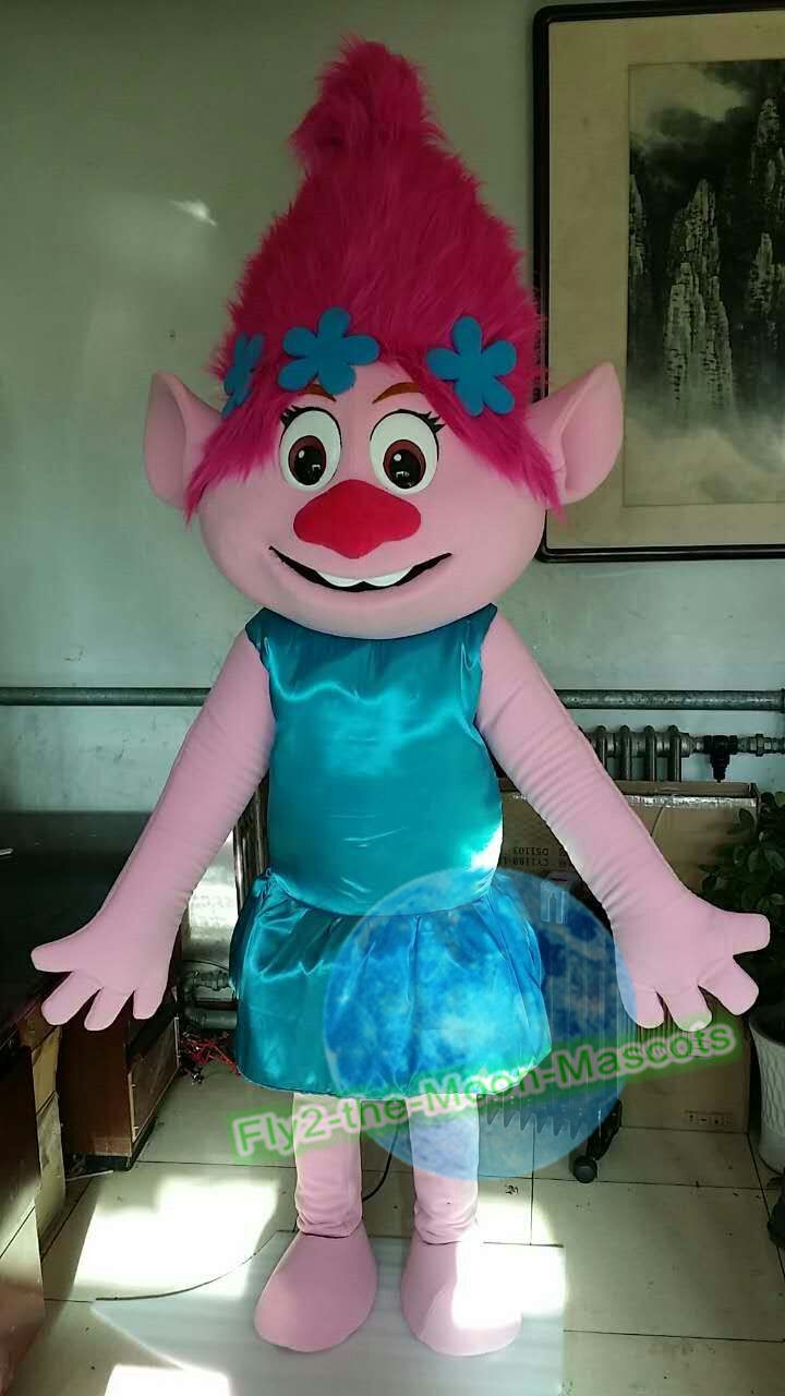 troll poppy troll pink princess troll mascot costume fancy dress
