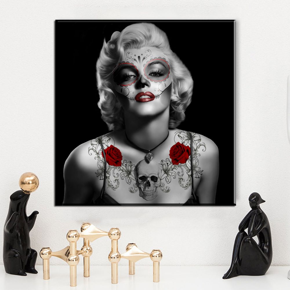 2019 Zz983 Black White Red Canvas Prints Art Modern Marilyn Monroe Portrait Canvas Oil Art Painting For Livingroom Bedroom Decoration From Xiadar02