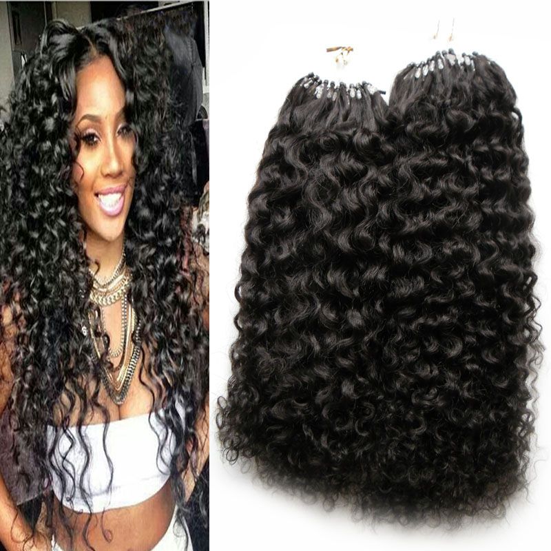 Afro Kinky Curly Micro Ring Loop Hair Extensions 1g Virgin Remy
