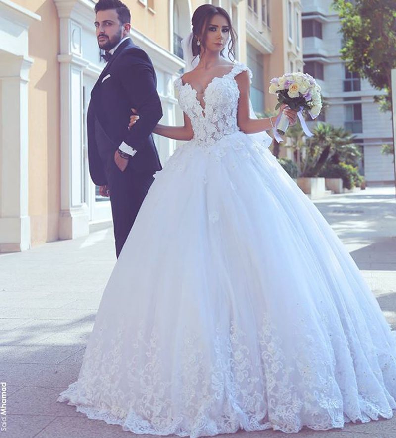 white ball gown wedding dress