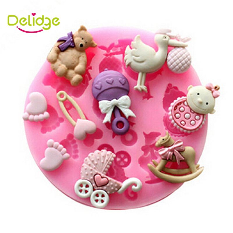Acheter Delidge 3d Bebe Ours Pied Oiseaux Forme Gateau Decoration Moule Silicone Fondant Savon Moule Chocolat Bebes Pour Diy Ustensiles De Cuisson De 1 92 Du Heqishengcai50 Dhgate Com
