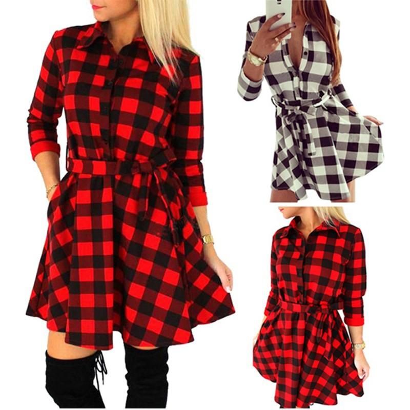 womens red flannel dress