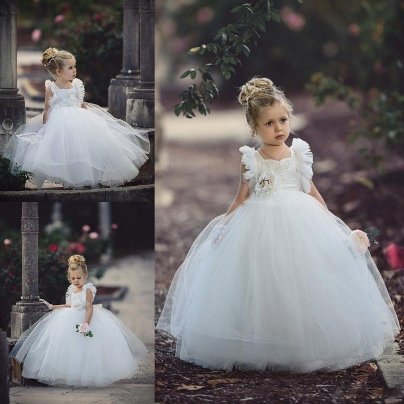 white ball gown flower girl dresses