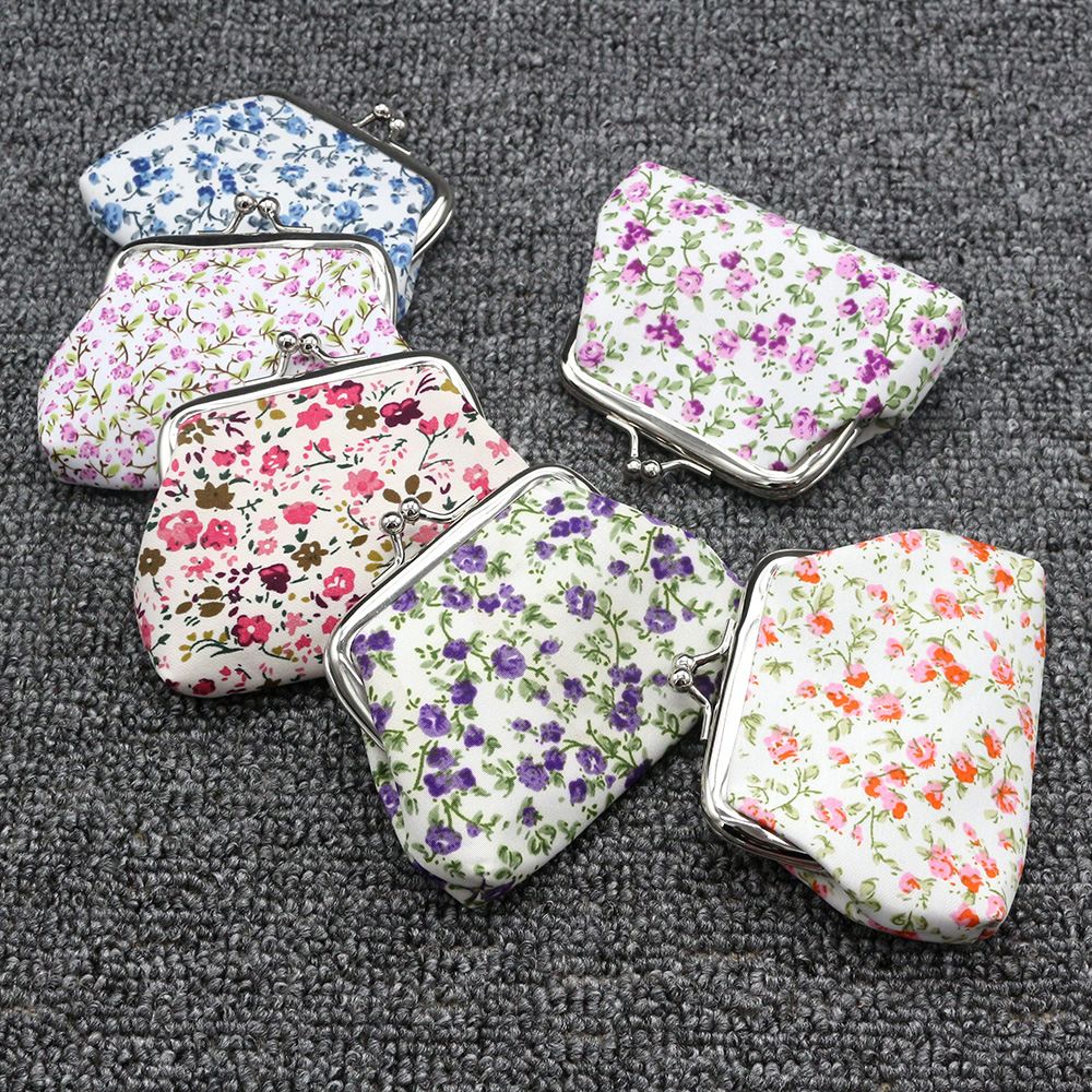 Fabric Floral Print Clutch Handbag Women Coin Purse Canvas Key Holder Wallet Hasp Small Gifts ...