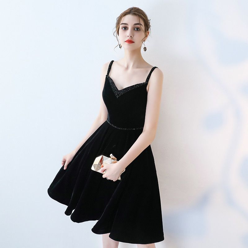 Sexy Velvet Spaghetti Straps Backless Zipper A Line Beaded Knee Length Short Sleeveless Short Homecoming Dresses Evening Dress Onepiece From Companionstore 90 44 Dhgate Com