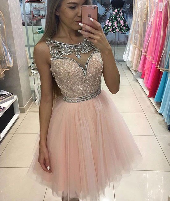 blush homecoming dress